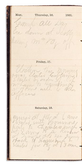 (CIVIL WAR--PENNSYLVANIA.) Samuel B. Dick. Diary tracing the rapid formation of the Meadville Volunteers after Fort Sumter.